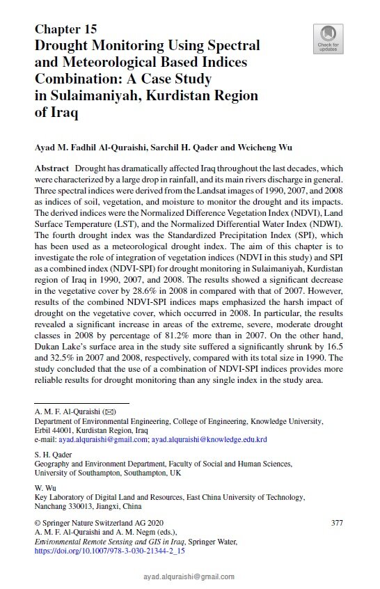 multivariate index for monitoring drought (case study northeastern of iraq)