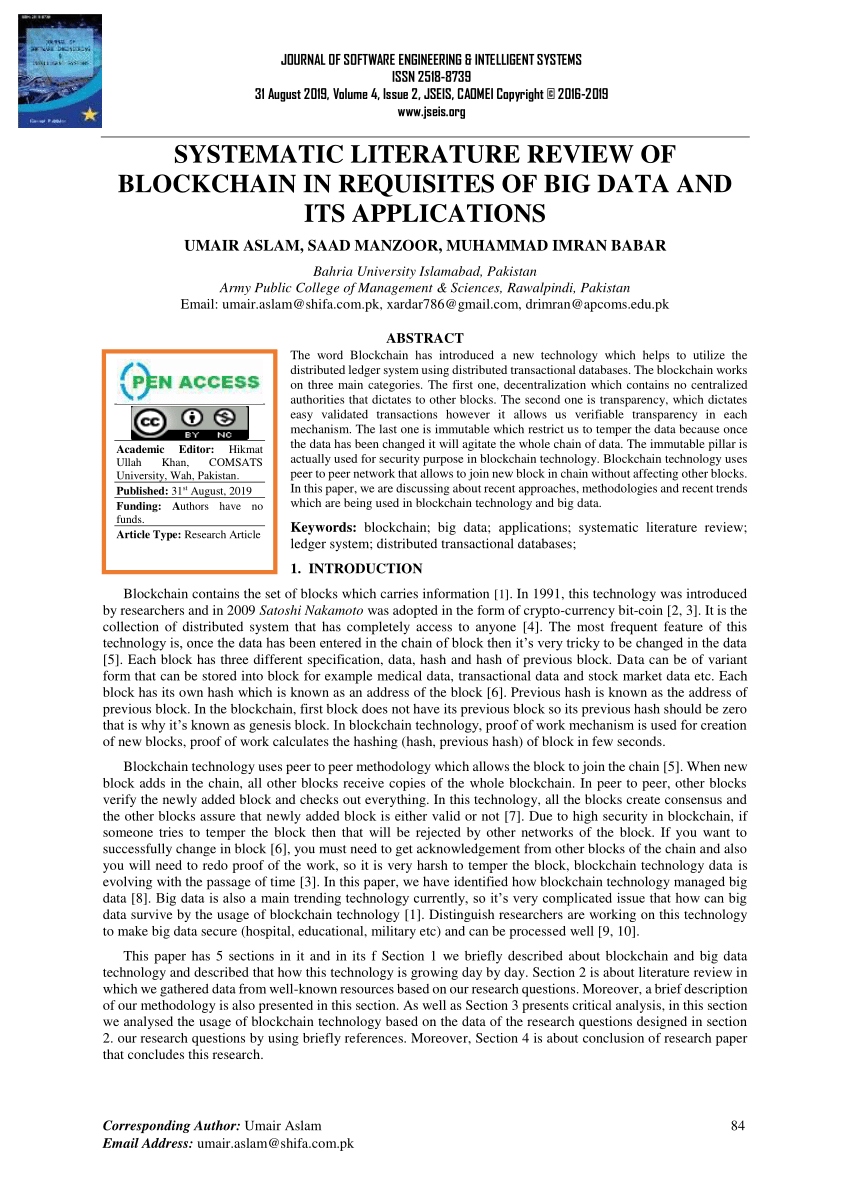 literature review of blockchain technology
