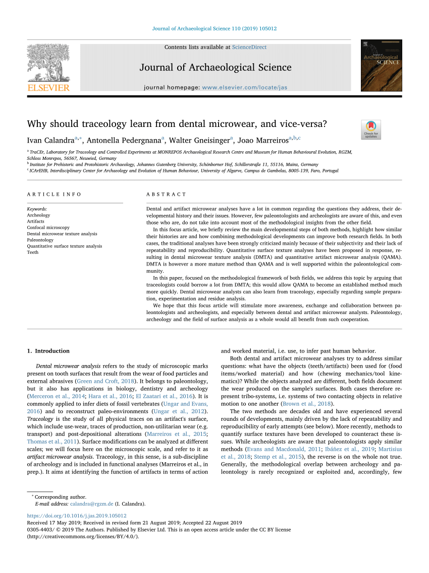 Pdf Why Should Traceology Learn From Dental Microwear And Vice Versa