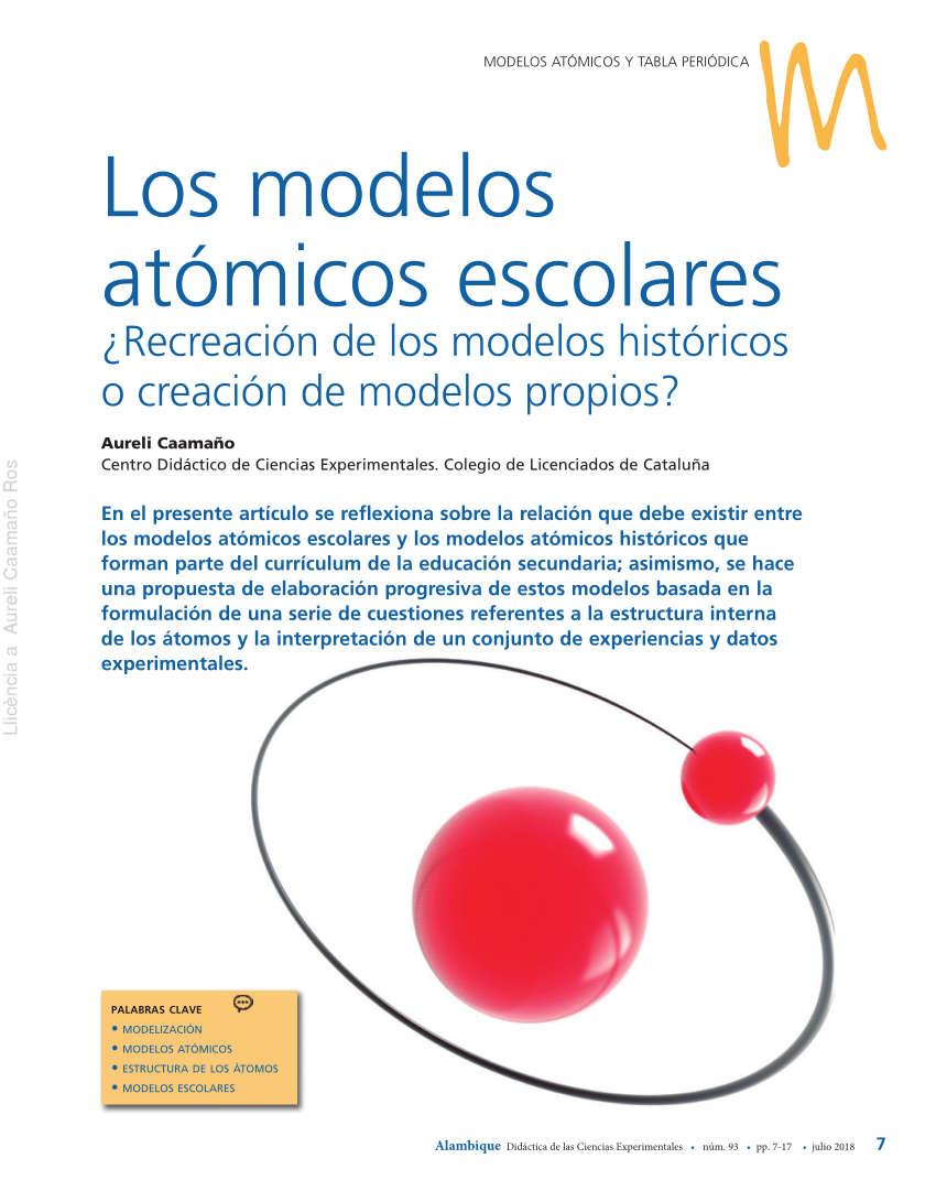 PDF) MODELOS ATÓMICOS Y TABLA PERIÓDICA Los modelos atómicos escolares  ¿Recreación de los modelos históricos o creación de modelos propios?