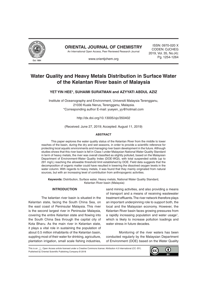 (PDF) Water Quality and Heavy Metals Distribution in ...