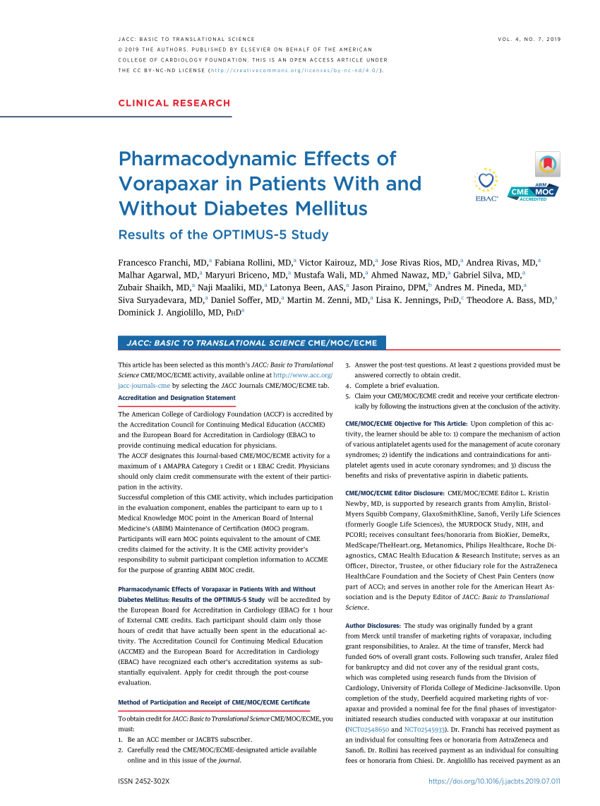 PDF) Pharmacodynamic Effects of Vorapaxar in Patients With and ...