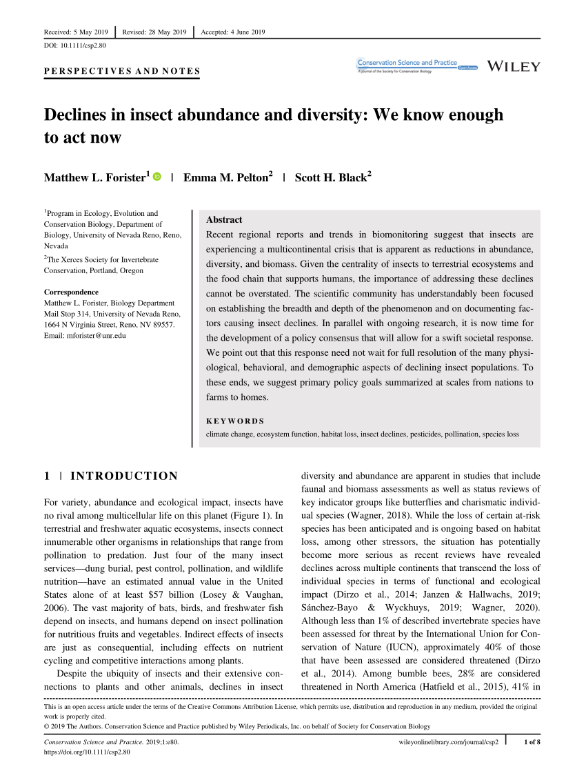 PDF) Declines in insect abundance and diversity: We know enough to act now