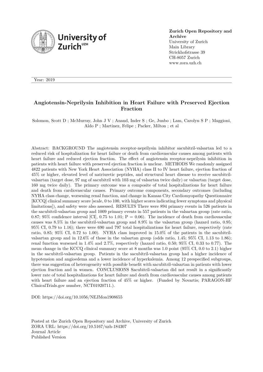 PDF) Angiotensin–Neprilysin Inhibition in Heart Failure with Preserved  Ejection Fraction