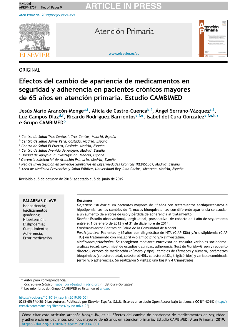 Pdf Efectos Del Cambio De Apariencia De Medicamentos En Seguridad Y Adherencia En Pacientes 7208