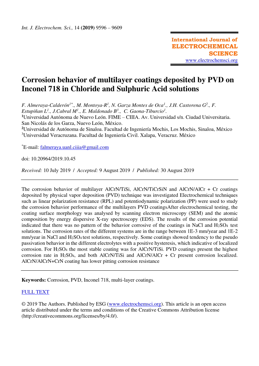Pdf Corrosion Behavior Of Multilayer Coatings Deposited By Pvd On