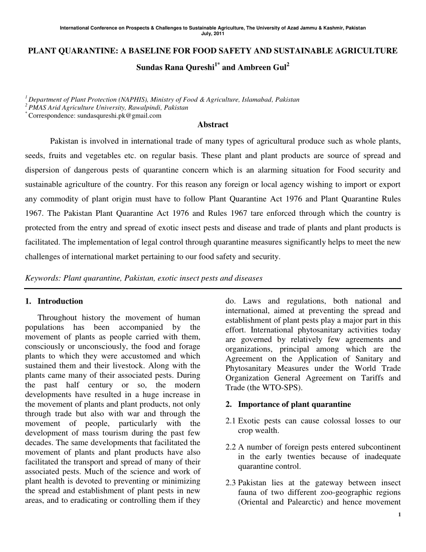 research paper on plant quarantine