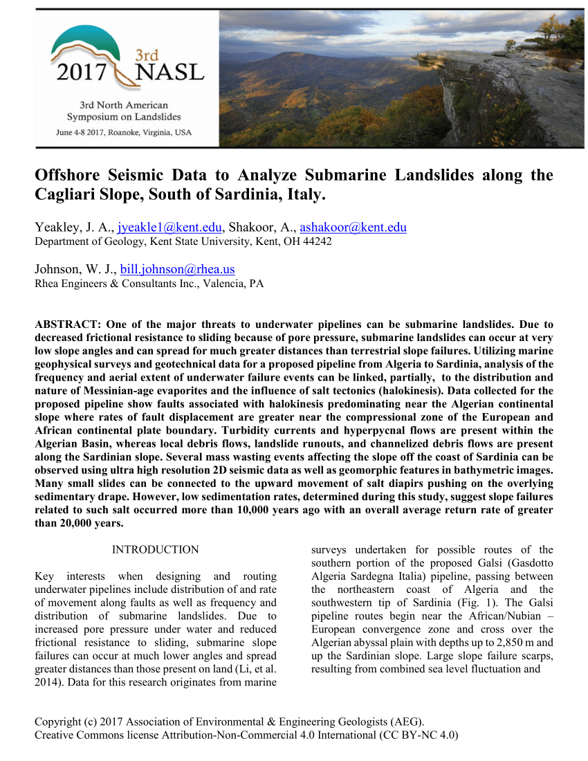 Pdf Offshore Seismic Data To Analyze Submarine Landslides Along The Cagliari Slope South Of Sardinia Italy