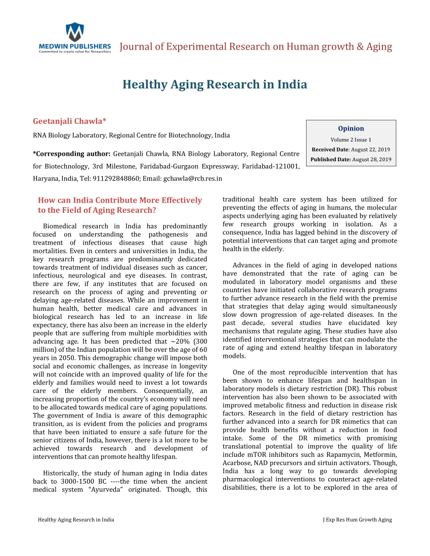 (PDF) Healthy Aging Research in India