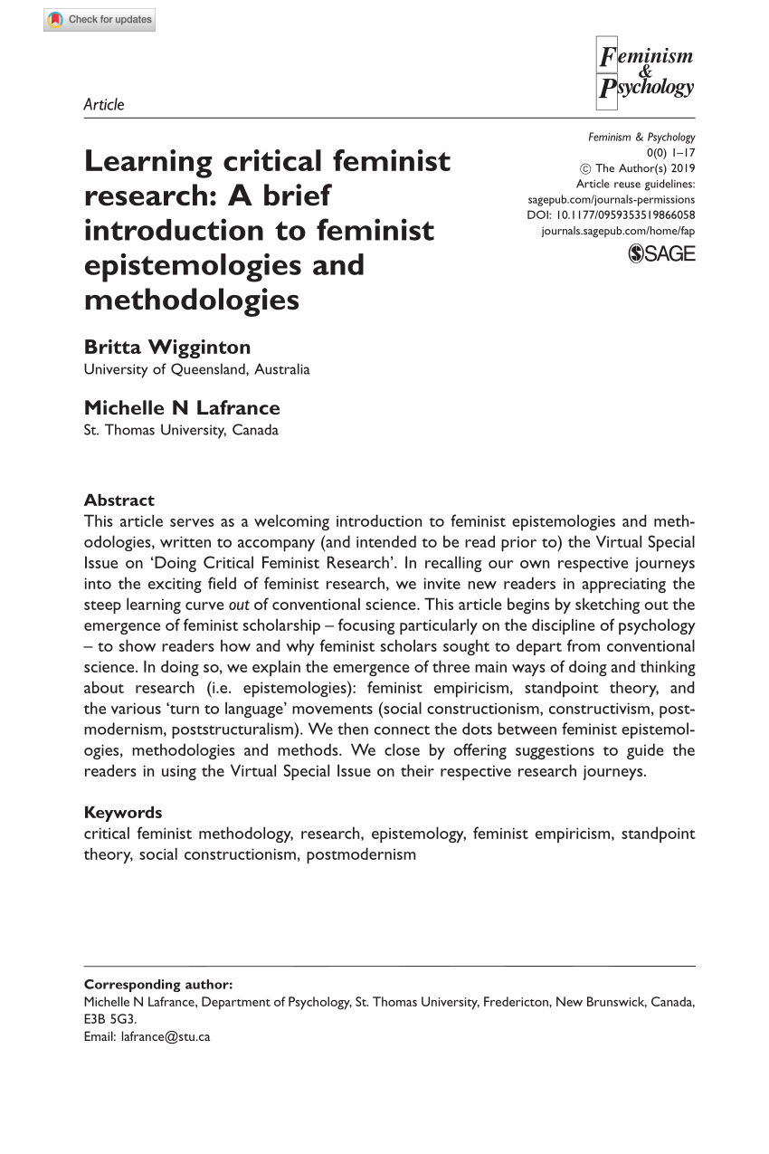 research papers feminist theory