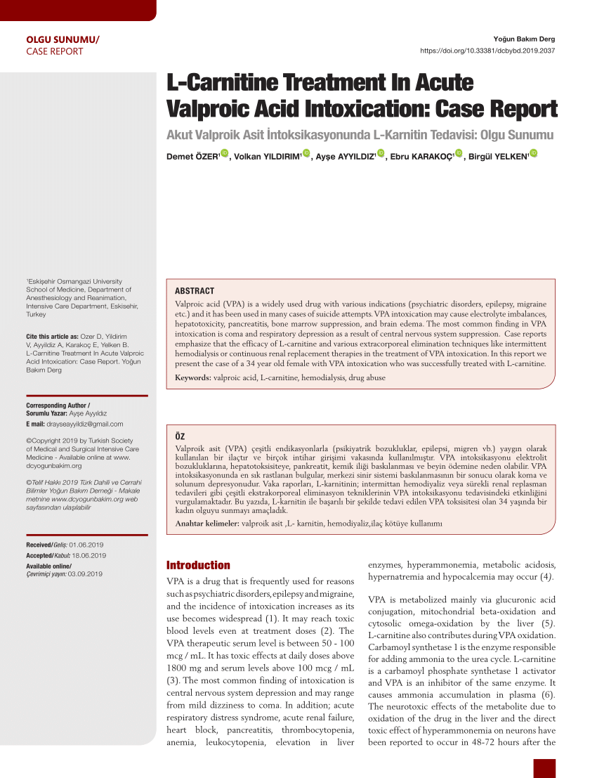 valproic acid overdose case report and literature review