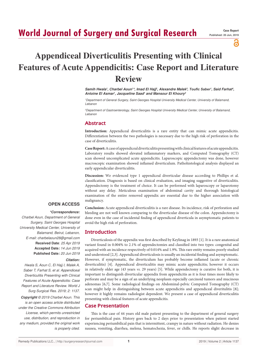 literature review of appendicitis