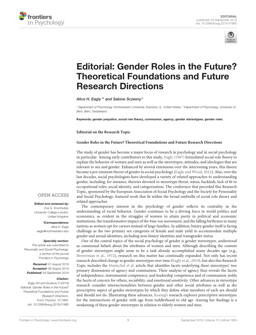 research paper of gender roles