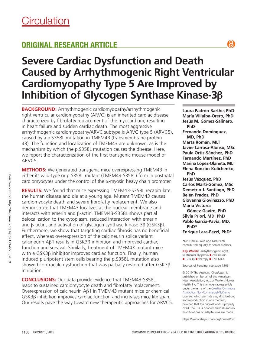 PDF) Severe Cardiac Dysfunction and Death Caused by ARVC Type 5 is ...