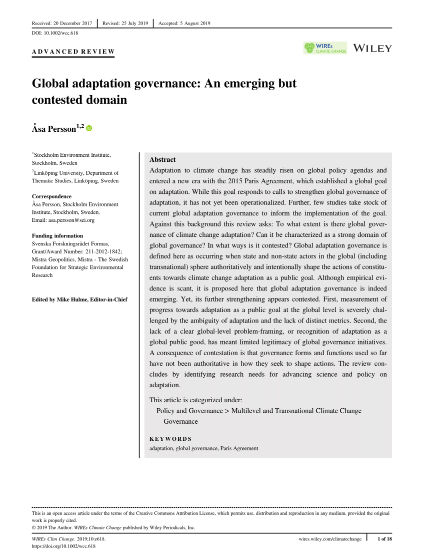 Global Governance Dimensions of Globally Networked Risks: The State of the  Art in Social Science Research - Galaz - 2017 - Risk, Hazards & Crisis in  Public Policy - Wiley Online Library