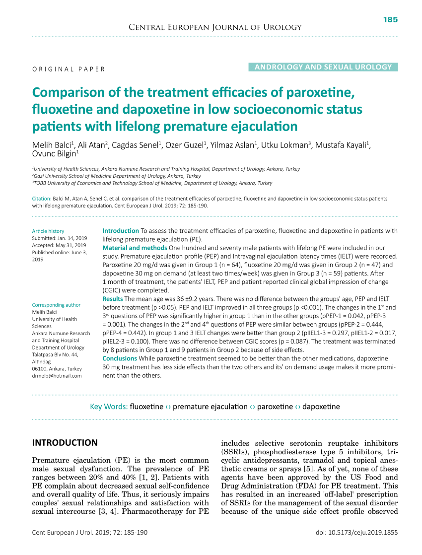 PDF Comparison of the treatment efficacies of paroxetine