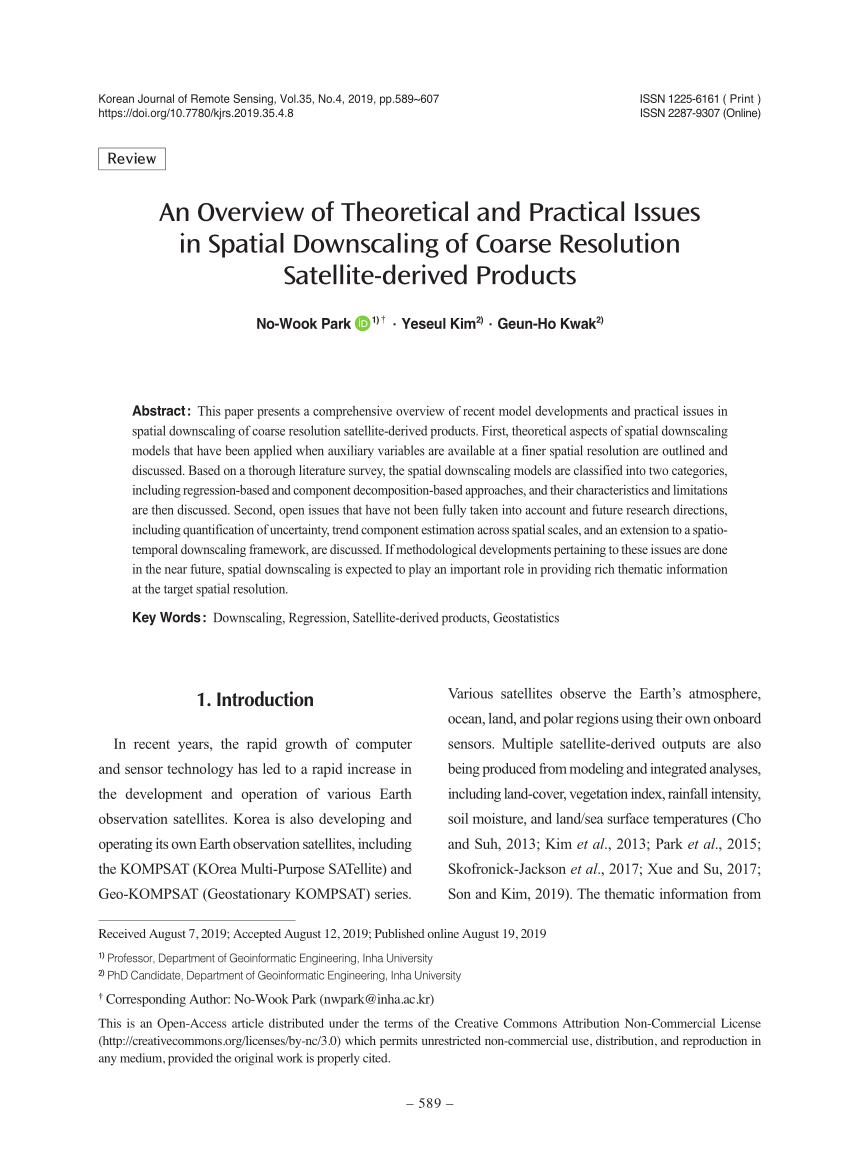 PDF) An Overview of Theoretical and Practical Issues in Spatial Downscaling  of Coarse Resolution Satellite-derived Products
