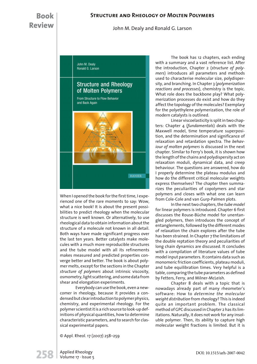 PDF) Structure and Rheology of Molten Polymers