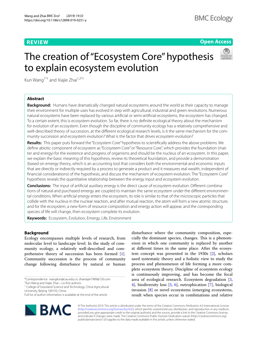 hypothesis about ecosystem