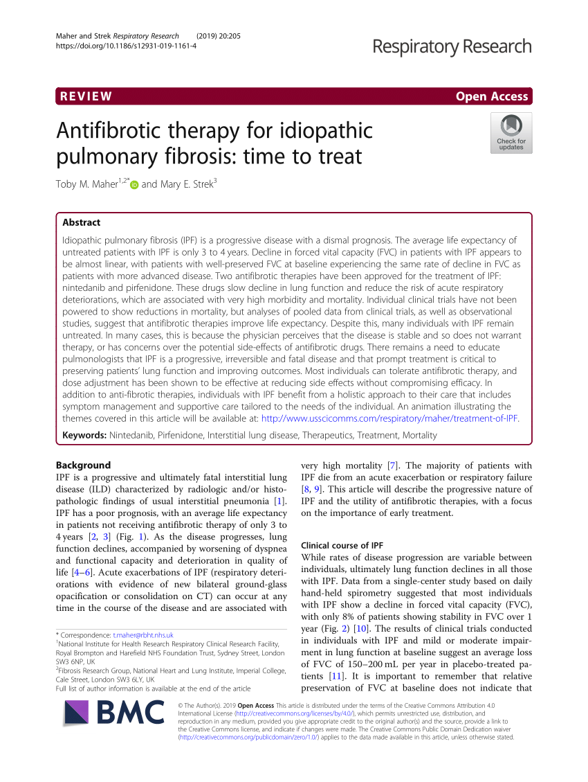 Pdf Antifibrotic Therapy For Idiopathic Pulmonary Fibrosis Time To Treat