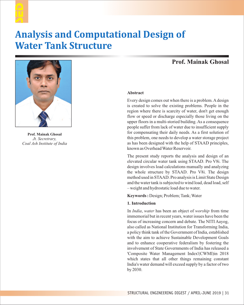 Pdf Analysis And Computational Design Of Water Tank Structure