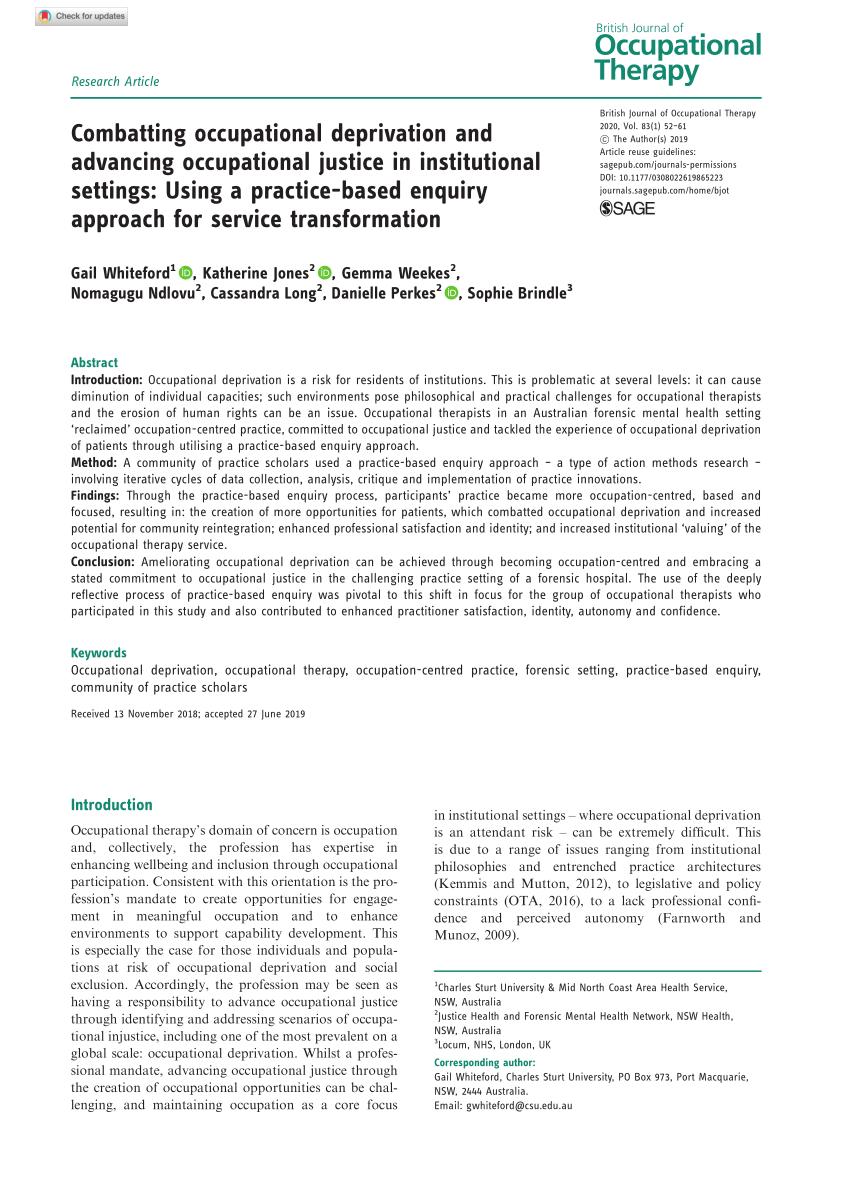 PDF] Using the Canadian Model of Occupational Performance in occupational  therapy practice: A case study enquiry