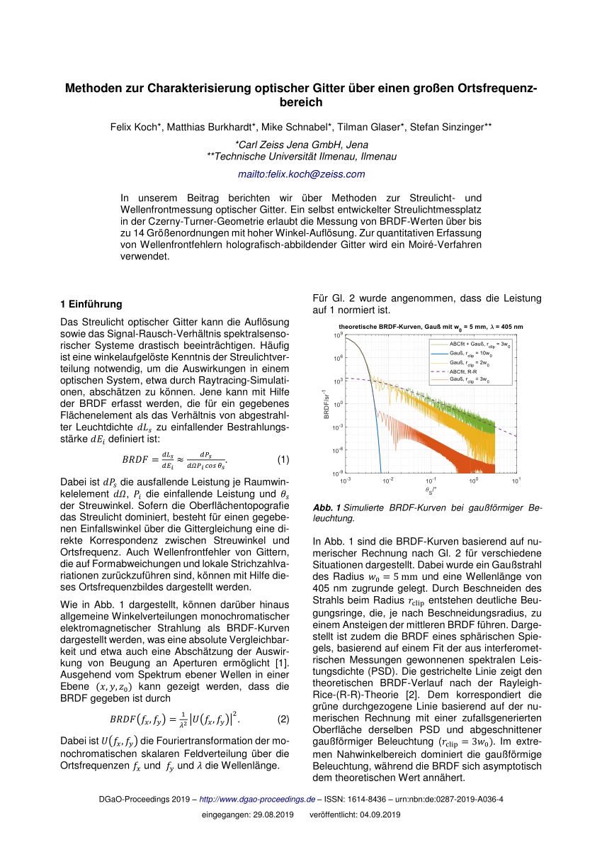 Pdf Methoden Zur Charakterisierung Optischer Gitter Uber Einen