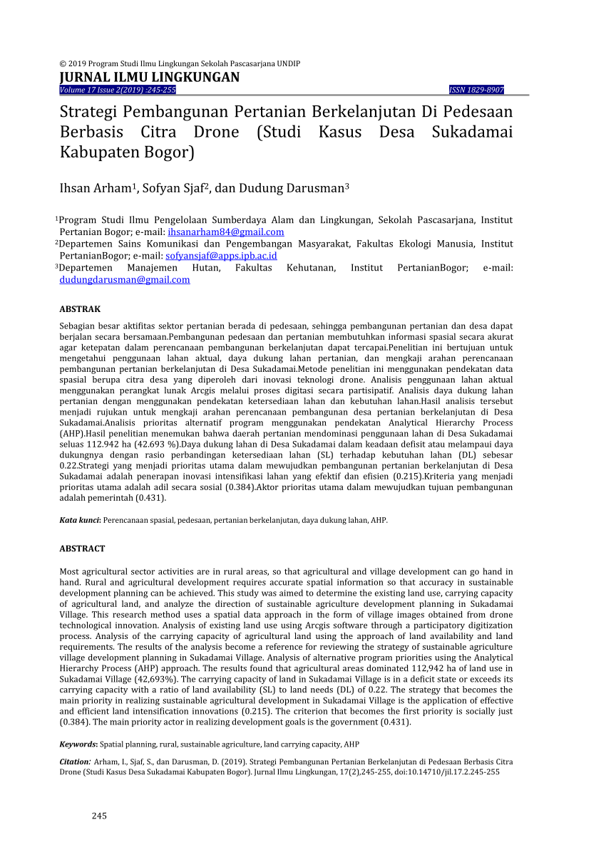 Pdf Strategi Pembangunan Pertanian Berkelanjutan Di Pedesaan Berbasis Citra Drone 6516