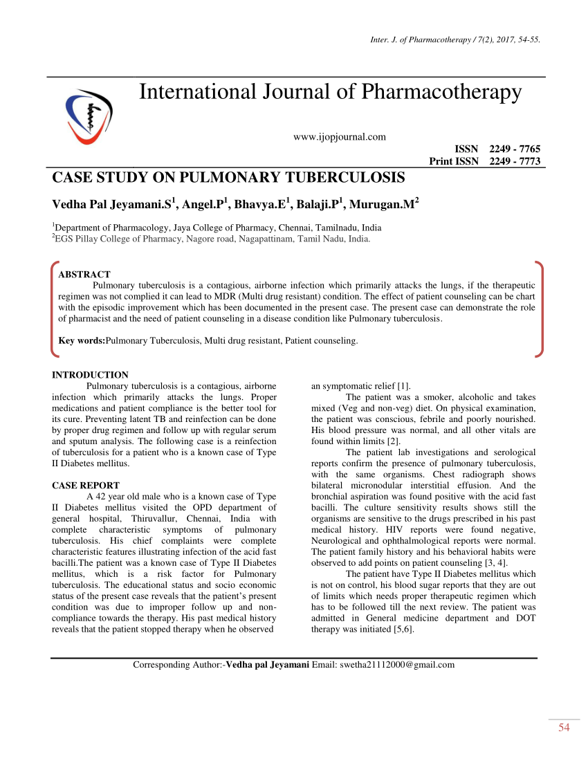 case study on tuberculosis pdf