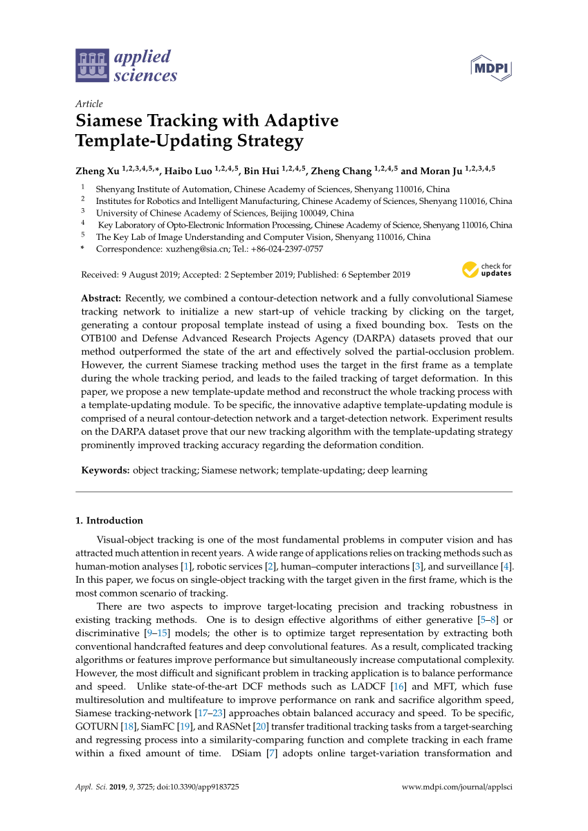PDF) Siamese Tracking with Adaptive Template-Updating Strategy