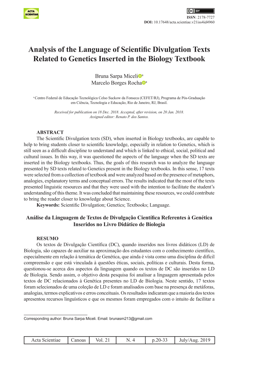 PDF) Analysis of the Language of Scientific Divulgation Texts ...