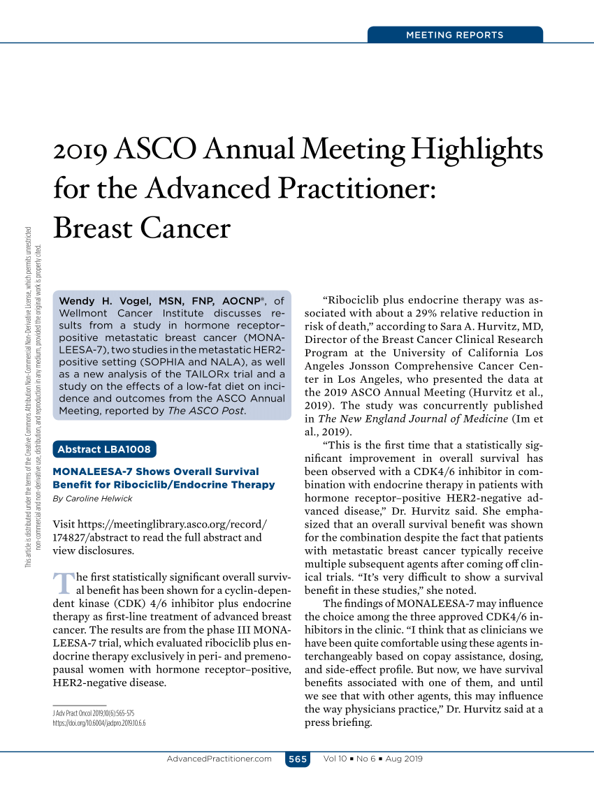 (PDF) 2019 ASCO Annual Meeting Highlights for the Advanced Practitioner