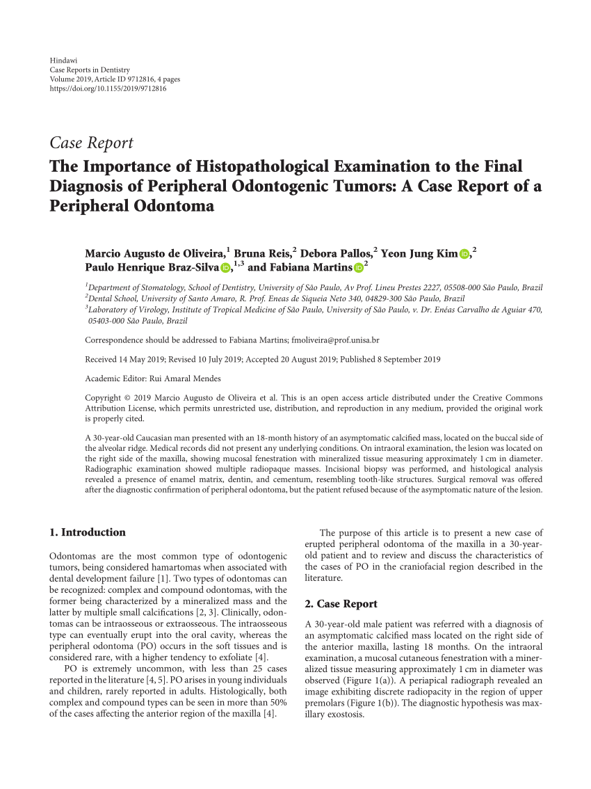 PDF] Peripheral Tumor with Osteodentin and Cementum-like Material in an  Infant: Odontogenic Hamartoma or Odontoma?