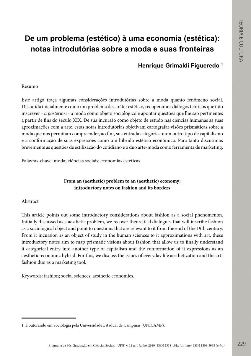 PDF) De um problema (estético) à uma economia (estética): notas