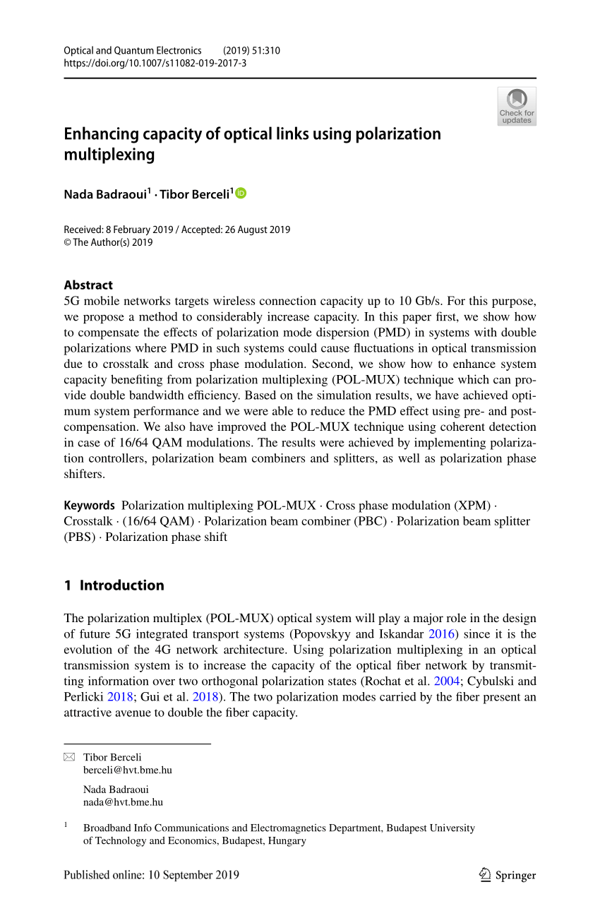 PDF) Comparison of digital signal processing, feedback and feedforward  compensation technique for dual polarization 128-QAM radio over fiber link