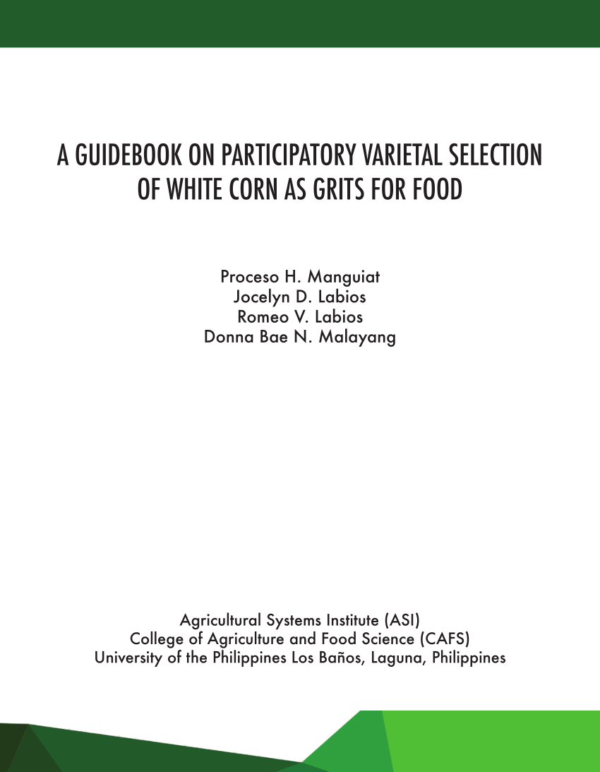 (PDF) A GUIDEBOOK ON PARTICIPATORY VARIETAL SELECTION OF WHITE CORN AS ...