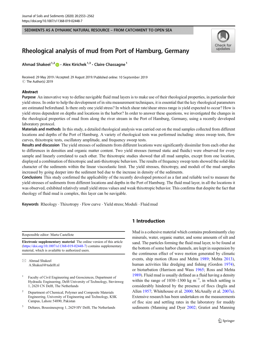 PDF) Rheological analysis of mud from Port of Hamburg, Germany