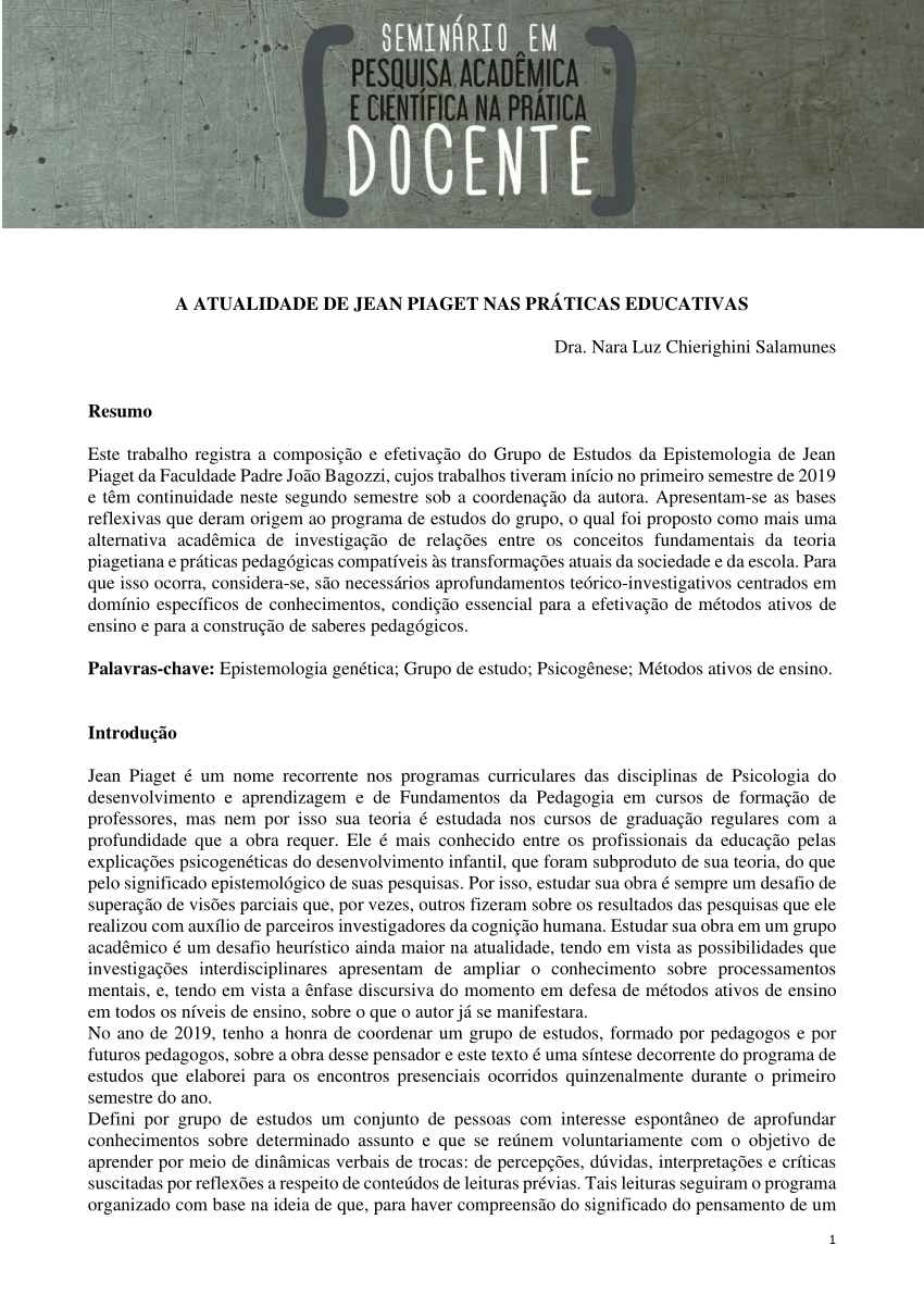 Jean Piaget e Epistemologia Genética - Psicologia da educação - Blog do  Portal Educação - Pedagogia