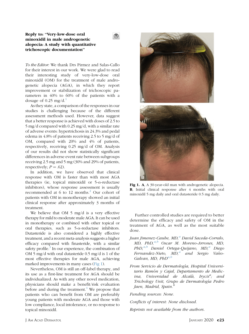 PDF) Reply to: “Very-low-dose oral minoxidil in male androgenetic alopecia:  A study with quantitative trichoscopic documentation”