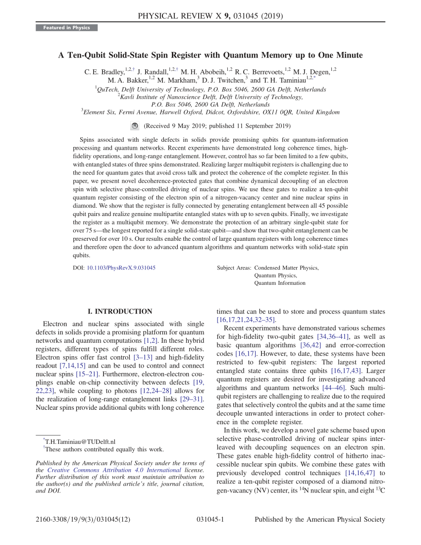 PDF) A Ten-Qubit Solid-State Spin Register with Quantum Memory up 