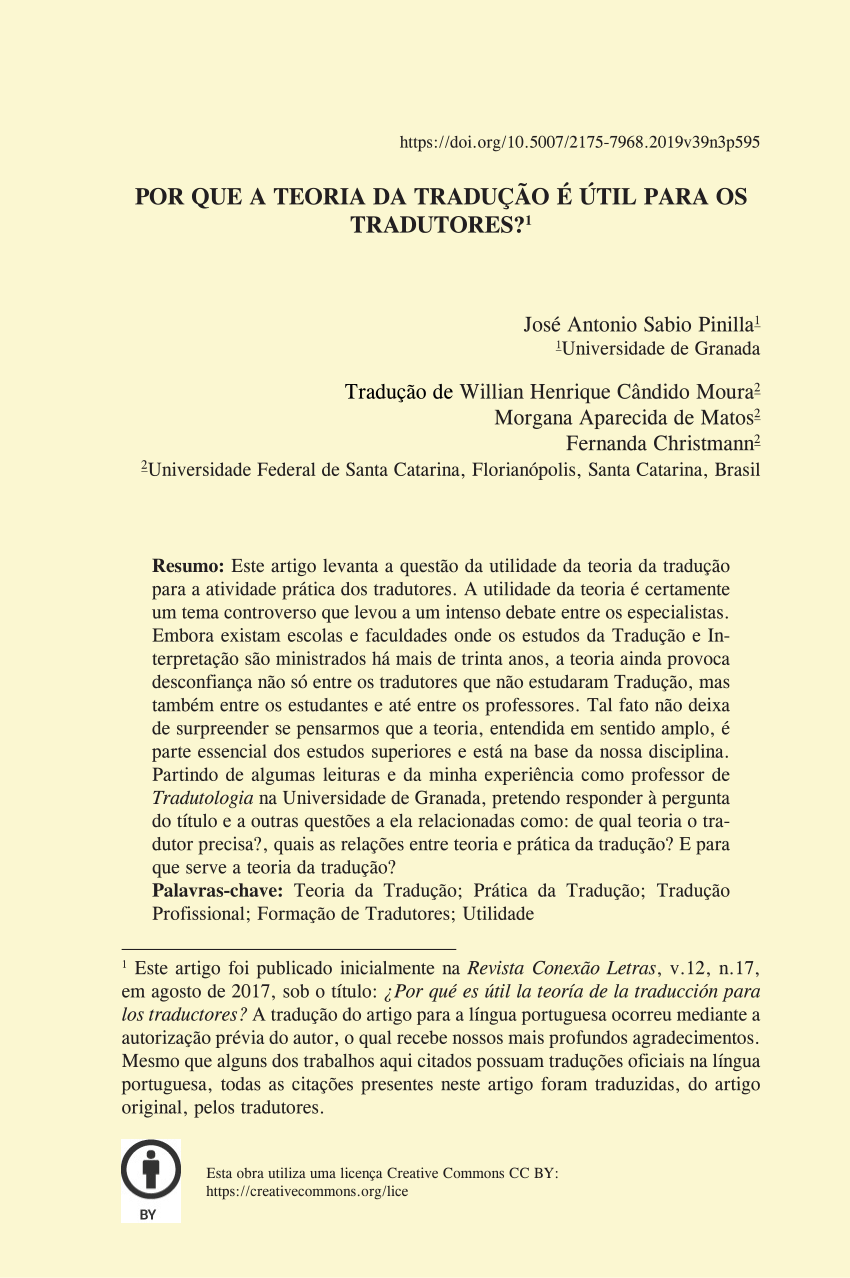 PDF) A metodologia em História da Tradução: estado a questão [Tradução do  artigo de Sabio Pinilla]