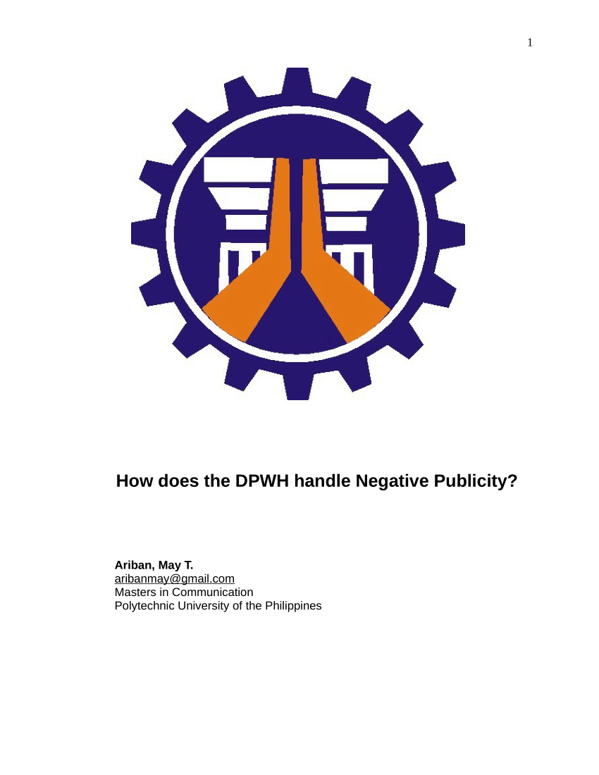 pdf how does the dpwh handle negative publicity how does the dpwh handle negative publicity