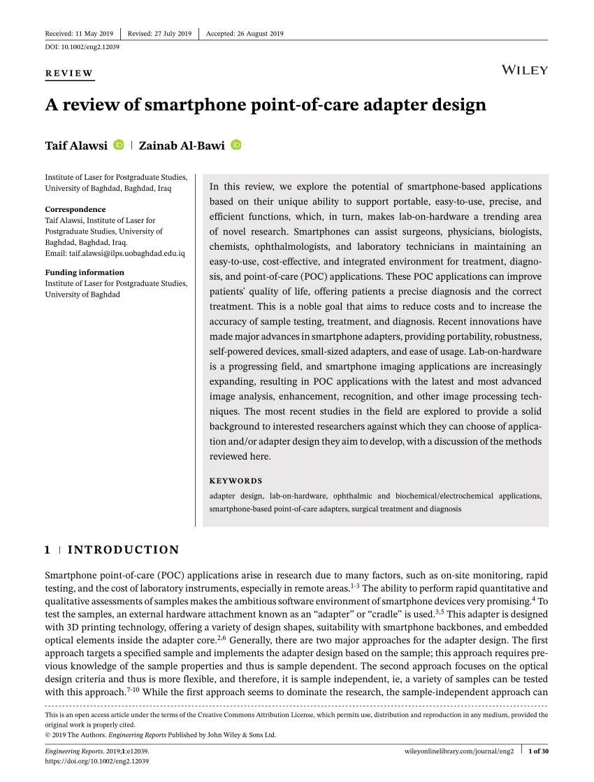 PDF) A review of smartphone point‐of‐care adapter design