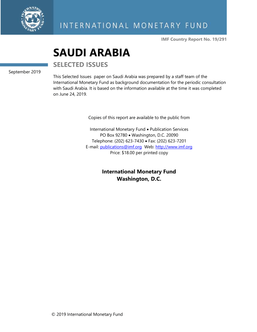 PDF) SAUDI ARABIA SELECTED ISSUES SAUDI ARABIA SELECTED ISSUES By