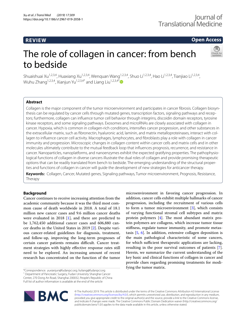 PDF) The role of collagen in cancer: From bench to bedside