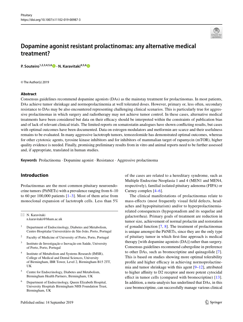 PDF) Dopamine agonist resistant prolactinomas: any alternative medical  treatment?