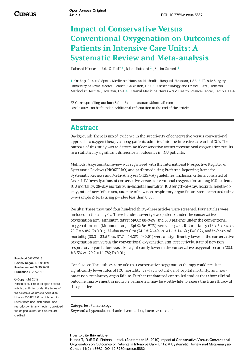 Conservative Oxygen Therapy during Mechanical Ventilation in the