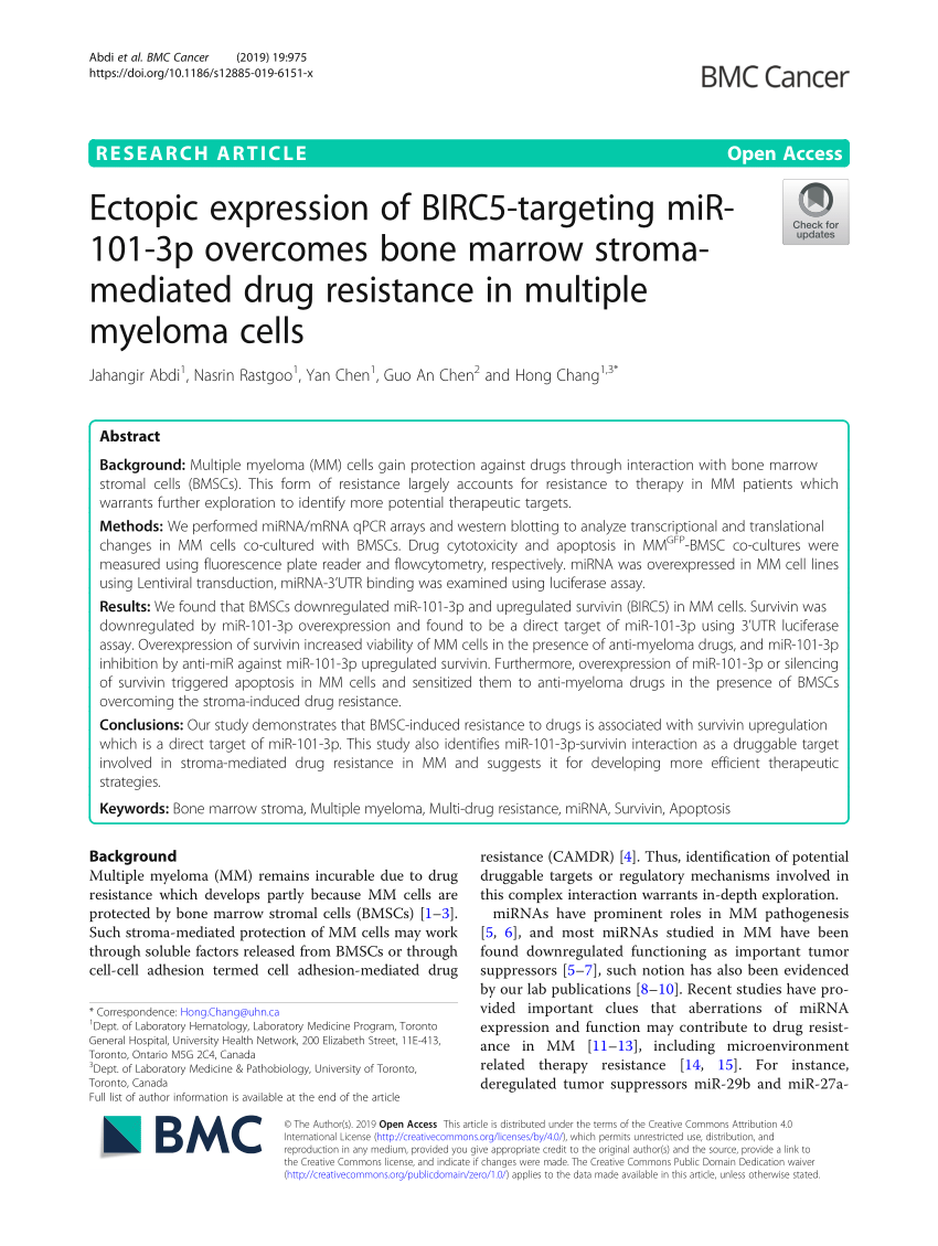 PDF) Ectopic expression of BIRC5-targeting miR-101-3p overcomes