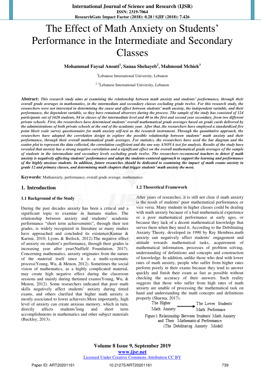 math anxiety research paper