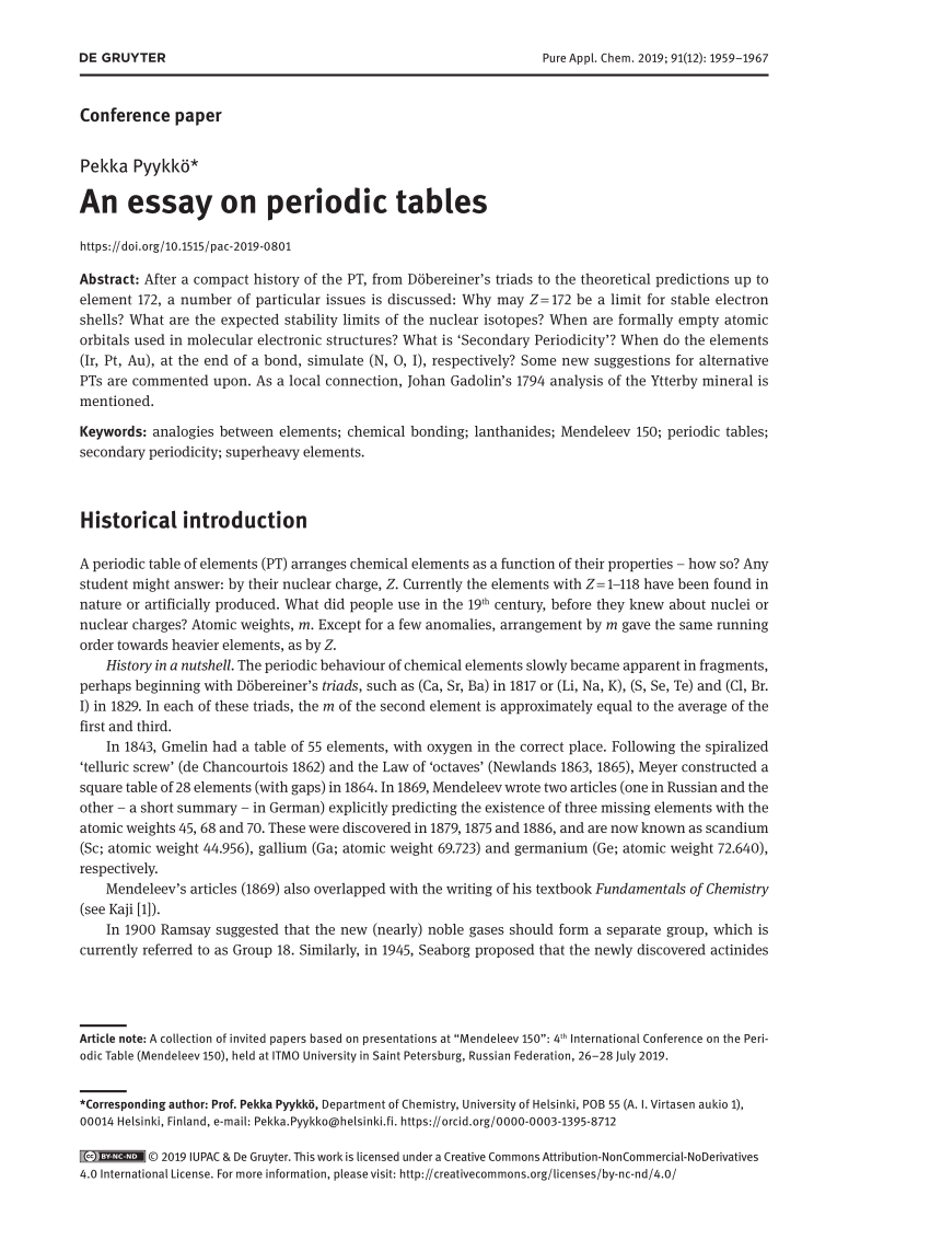 essay on history of periodic table